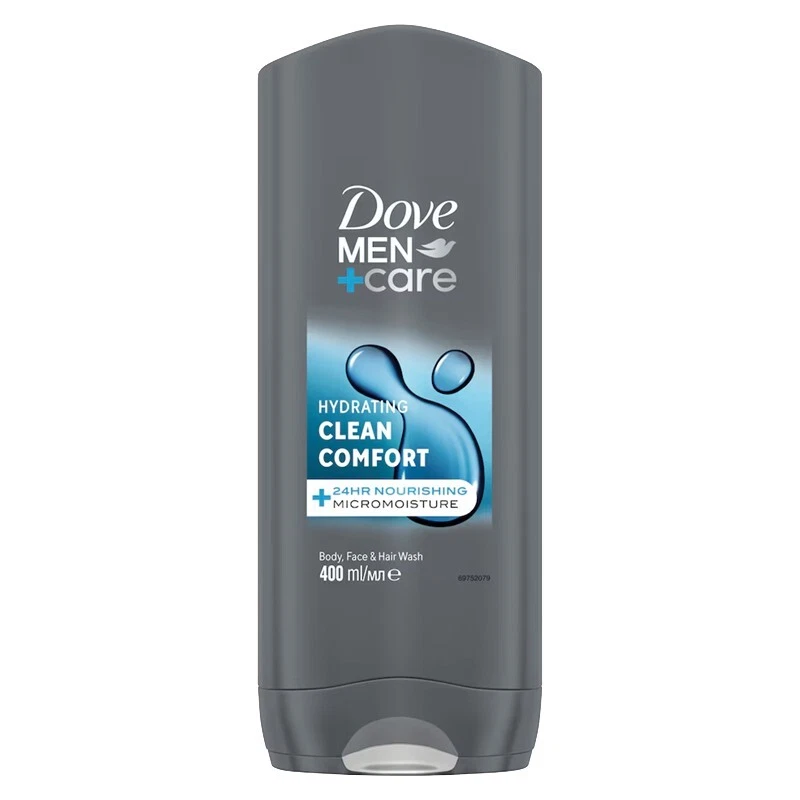6pz DOVE MEN CARE Bagnoschiuma doccia gel uomo Hydrating CLEAN COMFORT 400ml - Immagine 4 di 4