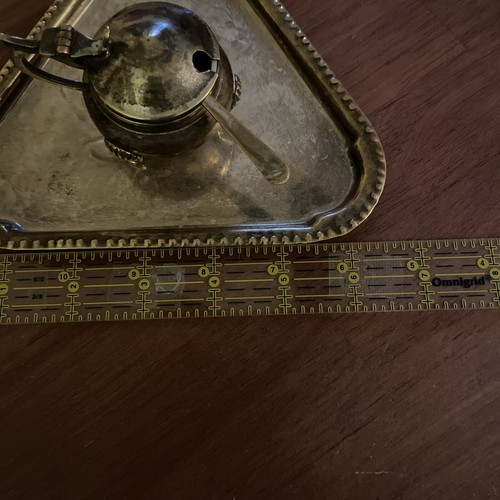 Vintage Antique Silver Plated Brass Mustard Pot Small Cauldron Style Spoon Tray - Picture 11 of 13