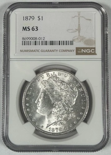 1879 Morgan Silver Dollar Coin Blast White NGC MS 63