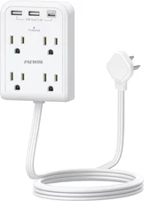 Flat Multi Plug Extender with 3 USB Wall Charger(1 Type C), 4 Outlet Wall Adapte