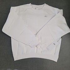 Alo Yoga Accolade Crew Neck Pullover Sweatshirt White Size Medium
