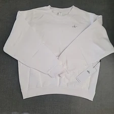 Alo Yoga Accolade Crew Neck Pullover Sweatshirt White Size Large