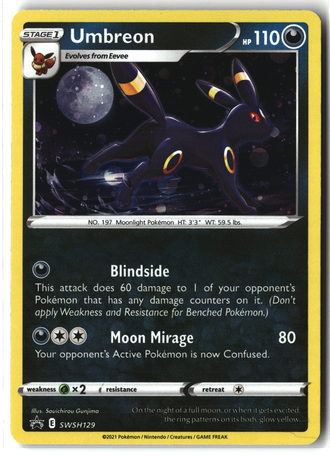 Umbreon ⭐️ SWSH129 Holo Promo SWSH Black Star 2019 Pokemon NM