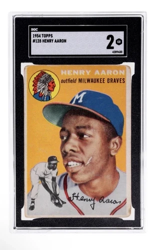 1954 Topps Henry Hank Aaron Rookie #128 SGC 2 Good Milwaukee Braves Atlanta RC