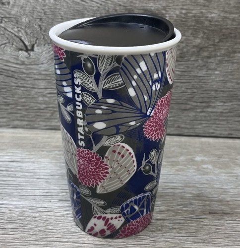 Starbucks Fall Flora Travel Tumbler 2019 Butterfly Floral Ceramic 12 oz Mug