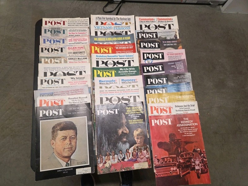 Lot of (29) 1960's Saturday Evening Post Magazines-Beatles, JFK, Rockwell Covers