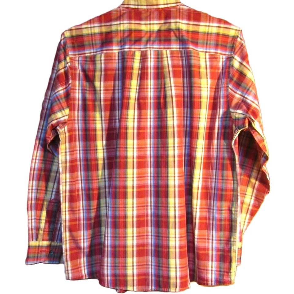 J. Khaki Boy's Shirt, Long Sleeves, Red, Blue, Yellow and White Plaid Size Large - Image 3 of 4