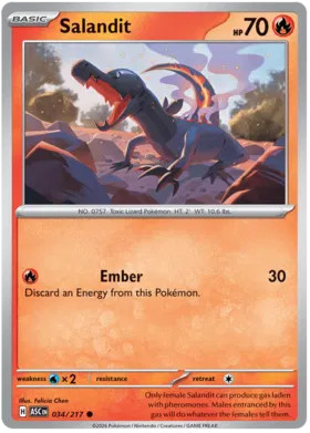 Pokemon Salandit 34 / 217 Ascended Heroes Quick Ball Holo