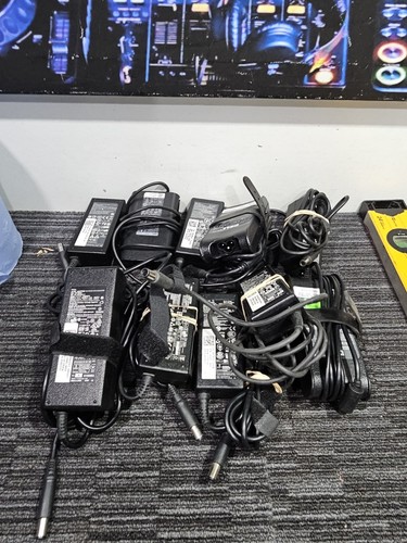 10 x job lot used Dell Black Tip TIP Laptop Chargers 19V Mix Amp Box 141