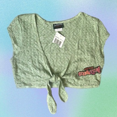 Vintage Hot Tempered 90s Mint Green Knit Bolero Shrug Size Large L Dead Stock