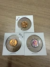 Uncirculated And Rainbow Toning Penny, 1957, 1956, 1954