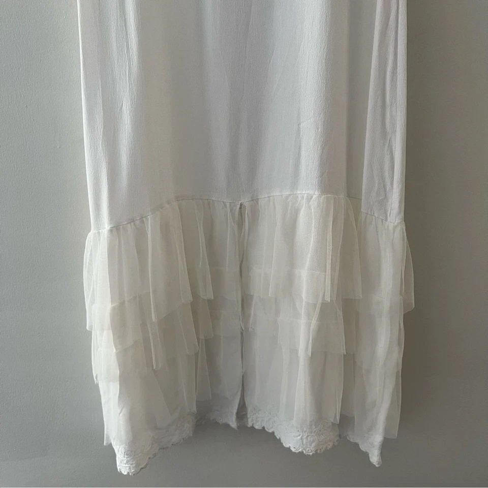Nataya Dress White Tiered Tulle Eyelet Sleeveless Size Medium Romantic Bridal - Image 3 of 4