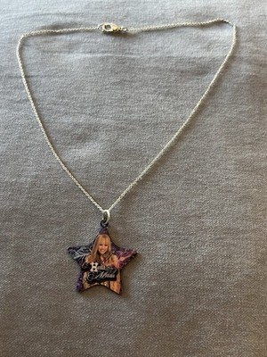 New Disney purple star Hannah Montana necklace silver-colored chain Miley Cyrus