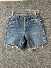 Vintage Lee Women's Jean Shorts Cut Off Denim Raw Hem 28 X 6 Blue Union Label