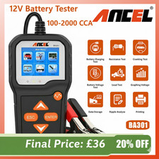 Auto Car Battery Tester Analyzer 100-2000 CCA Cranking Charging System 6V 12V UK