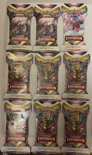 Lot Of 9 Lost Origin Pokémon Sleeved Booster sealed Packs Random Art 