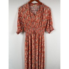 Seven Islands Women's Coral Multi-Print Smocked Waist Maxi Dress. Size 2X. Flowy