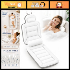 Extra Thick Full Body Bath Pillow, 52"x17", Adjustable Lumbar Support, 240 Sucti