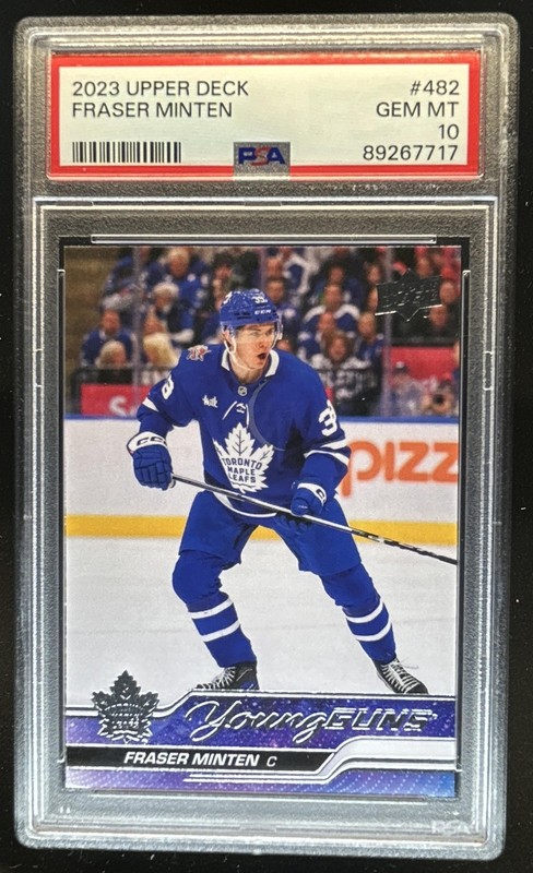 2023-24 Upper Deck Fraser Minten Rookie Young Guns RC #482 Maple Leafs PSA 10