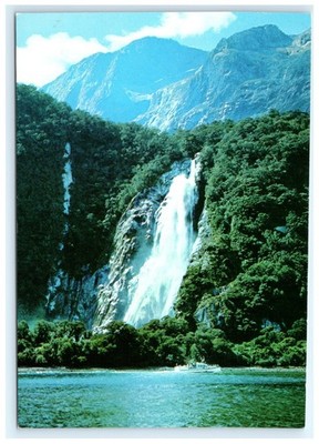 Bowen Falls River Milford Sound New Zealand Postcard