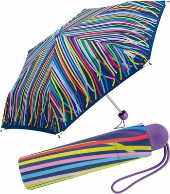 Ergobrella Regenschirm Kinder Taschenschirm Schulmappe reflex funny stripes bunt
