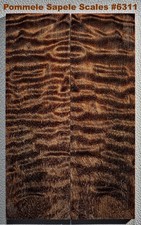 Beautiful Stabilized Shimmering Pommele Sapele scales 4377, 6 15/16" x 2 3/16"