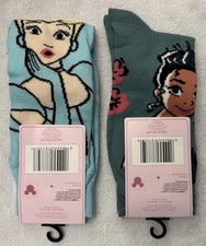 New 2 Disney Princess Tiana Cinderella Socks Girls Fits Shoe Size 6-12