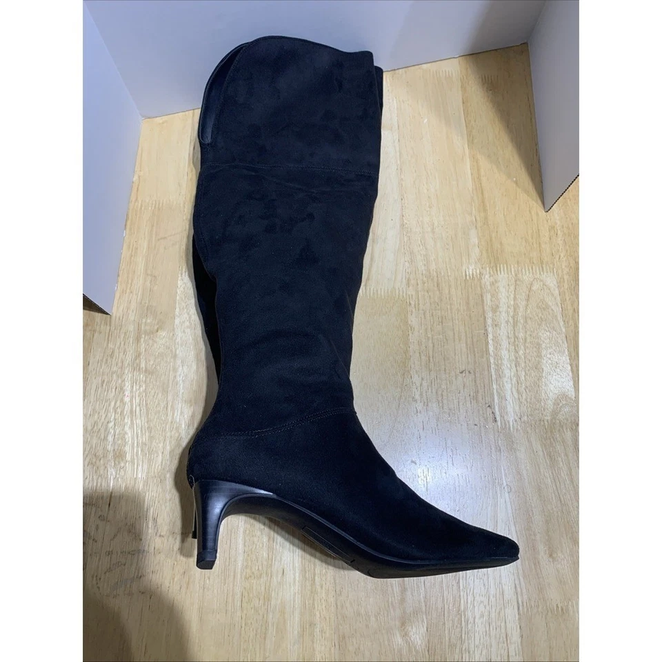 Botas Worthington para mujer Valto imitación gamuza negras tacón alto por encima de la rodilla talla 6,5 Foto 4 de 4