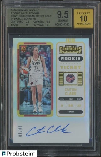 2024-25 Panini Rookie Royalty WNBA #1 Caitlin Clark RC 10/10 BGS 9.5 w/ 10 AUTO