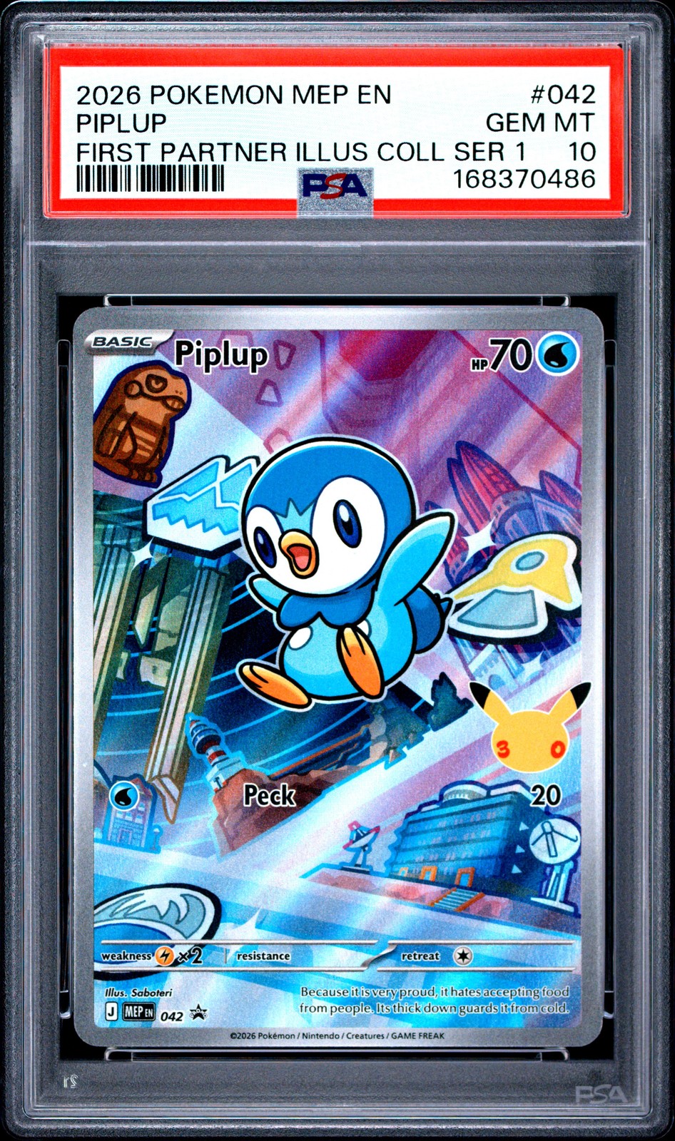 2026 POKEMON MEP FIRST PARTNER ILLUSTRATION COLLECTION #042 PIPLUP PSA 10