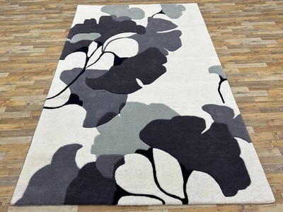 Abstract Geometric Floral 100 % NZ Wool Hand Tufted Area Rug For Bedroom Rug