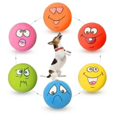Squeaky Dog Toys Latex Rubber Soft Fetch Play Pet Balls Small Medium Dogs 6 PCS