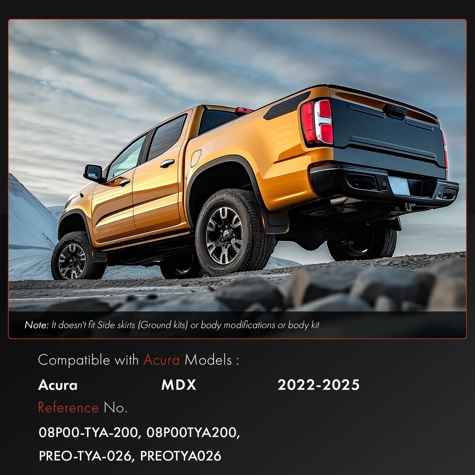 4Pcs Front & Rear Side Splash Guards Mud Flaps for Acura MDX 2022 2023 2024 2025 - Image 2 of 4