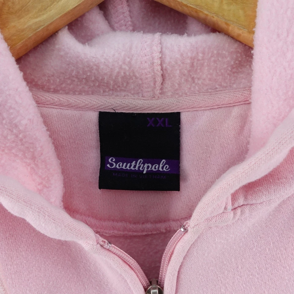 Sudadera con Capucha Southpole Y2K Rosa Cremallera Completa XXL Para Mujer Estilo Recortado Foto 4 de 4