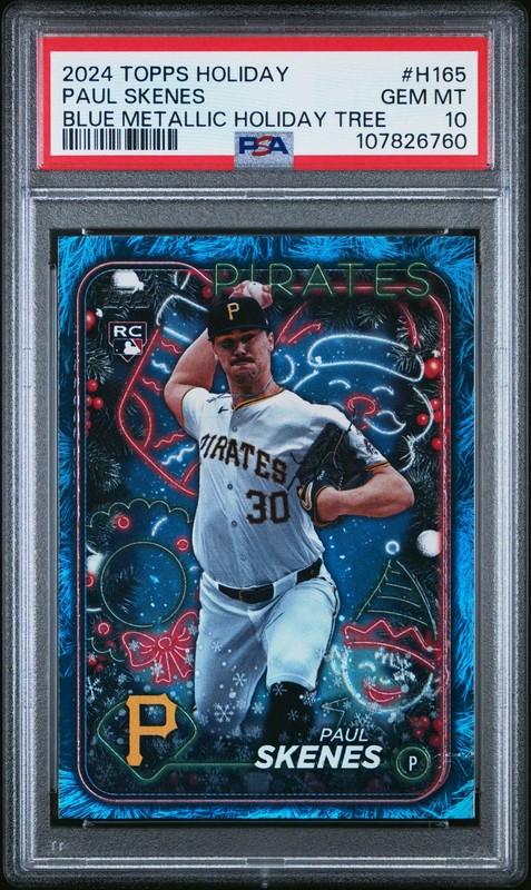 2024 Topps Holiday Paul Skenes #H165 Blue Metallic Tree RC PSA 10
