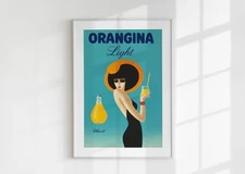 Vintage Orangina Poster Printable | Retro French Beverage Wall Art |