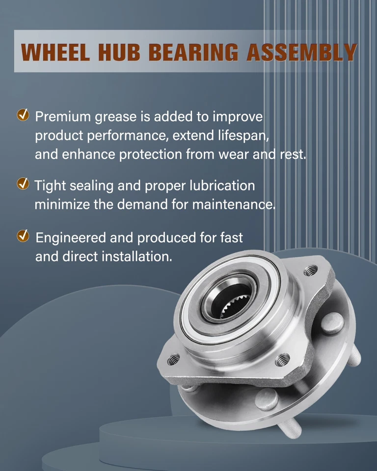 Pair Front Wheel Bearing Hub for 1996- 07 Dodge Caravan Chrysler Town Country - Image 2 of 4