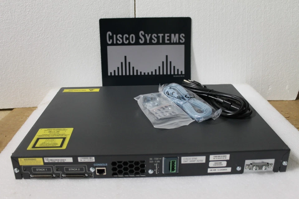 Cisco Catalyst 3750 WS-C3750G-12S-SD 12-Port Ethernet Managed Switch w/ DC Power - Image 4 of 4