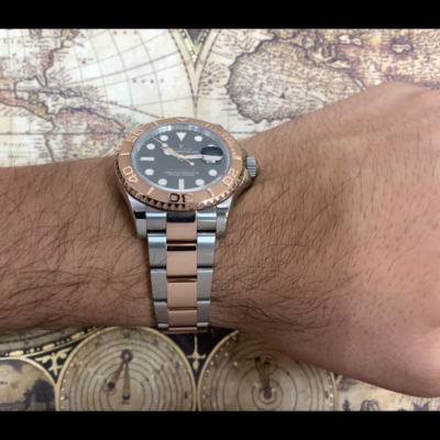 Rolex Yacht-Master 18k Rose Gold/Steel Black Dial Mens 40mm Watch