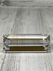 Vintage Glass Block Paperweight With Gold Background