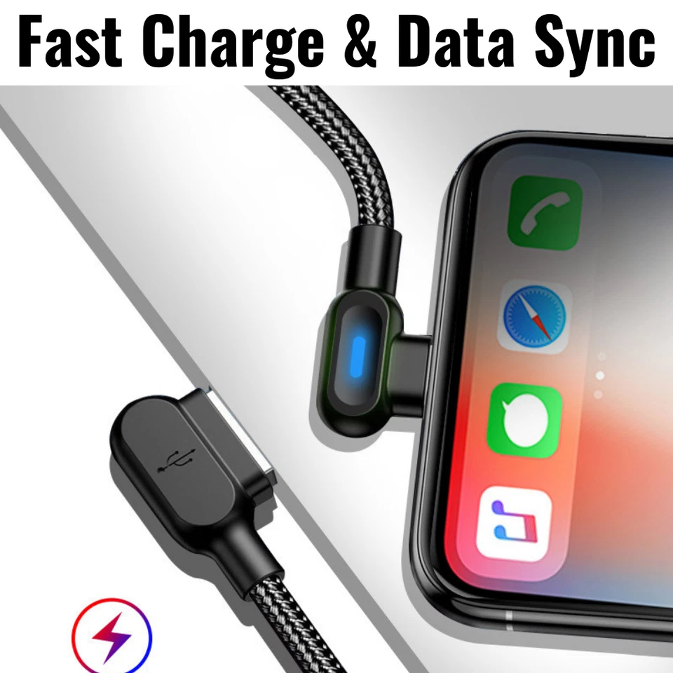 90 Degree USB Cable 3/6FT Charger Charging Cord Lot For iPhone 8 XR 11 12 13 14 - Image 4 of 4