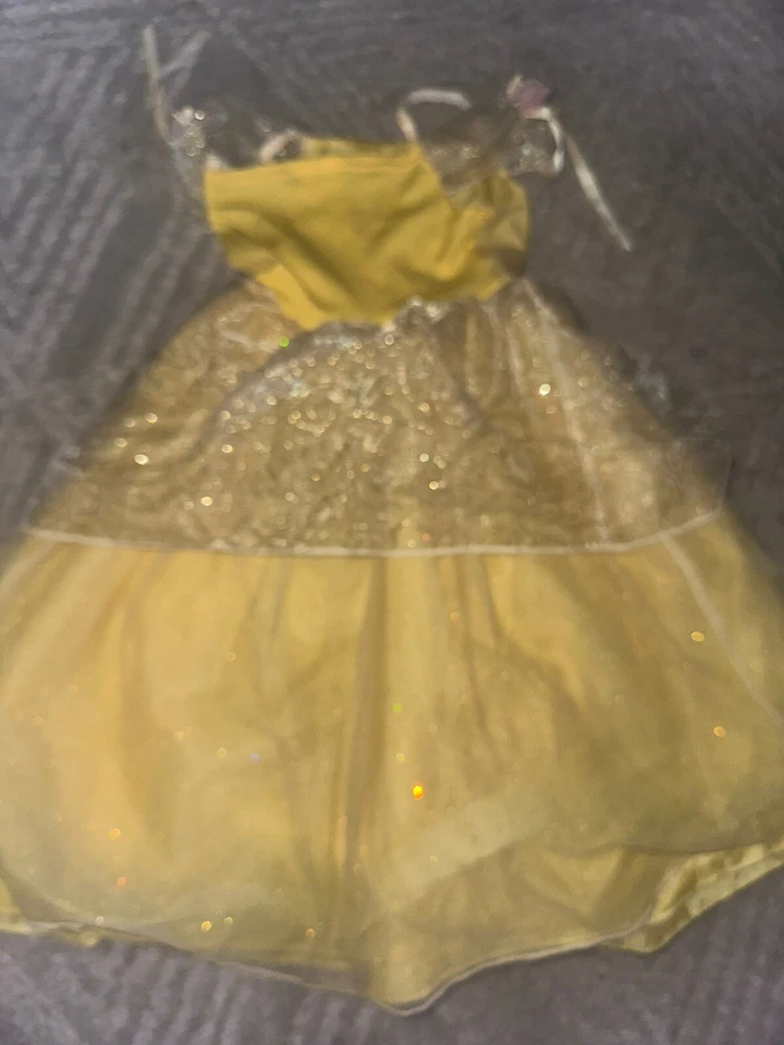 Girls Official Disney Dress Belle Beauty & The Beast XS 4/5 Gorgeous Detail - Image 4 of 4