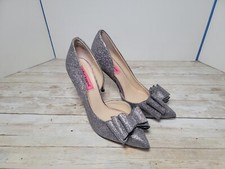 Blue by Betsey Johnson Betsey Johnson Prince Glitter Silver Size 7M Bows 4" Heel