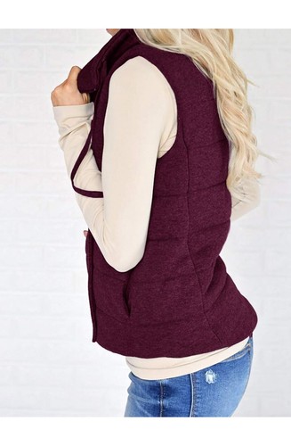 Womens Casual Quilted Puffer Vest Lightweight Zip Up Drawstring Jacket Outerwear - Picture 2 of 7