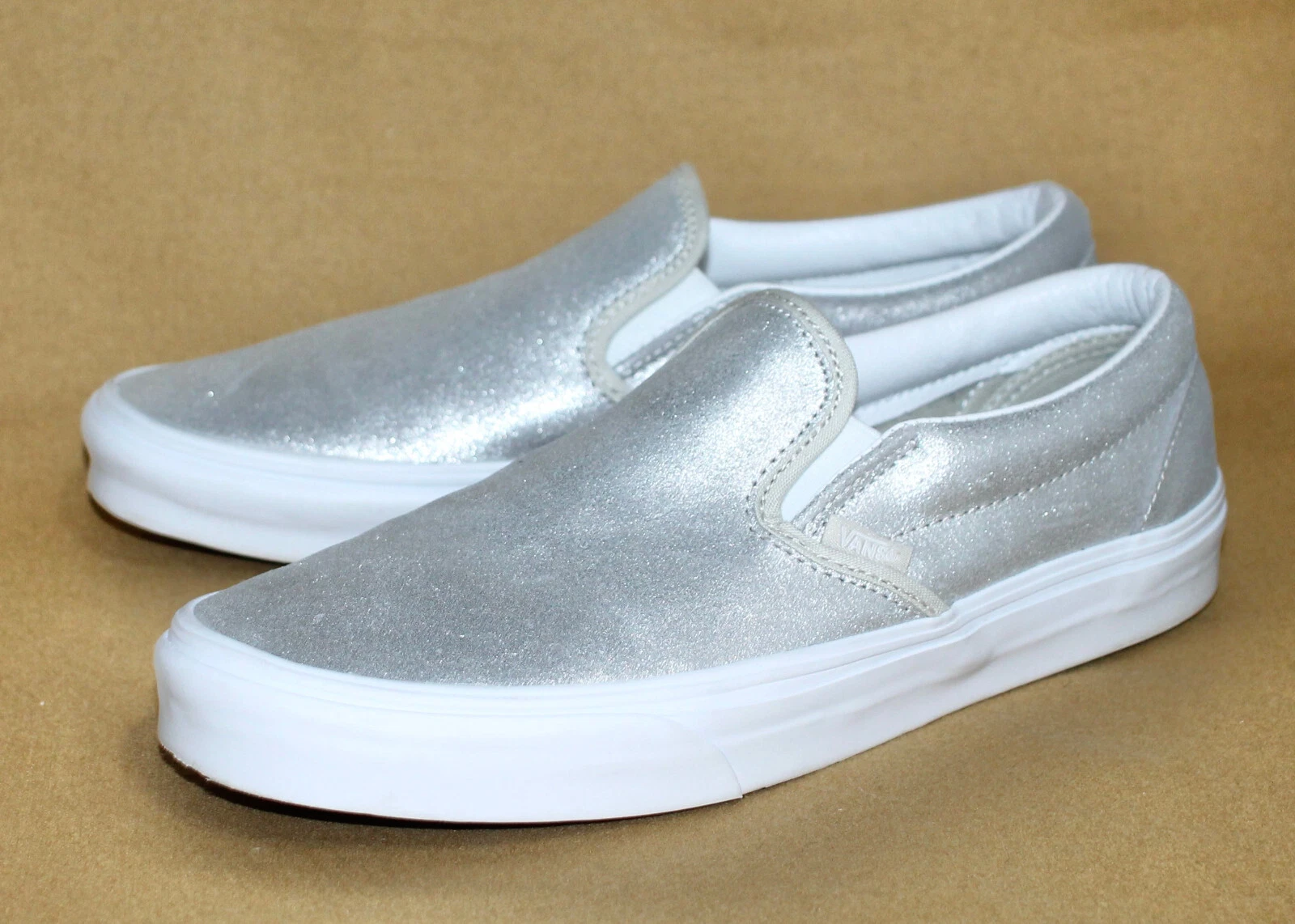 VANS Classic Slip On Board Sneaker Uomo 8 5 Wmn 10 Tela Argento Metallico 500714