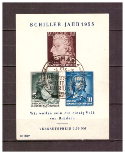 DDR 1955 Sammlung Schiller-Jahr Block 12 Sonderstempel