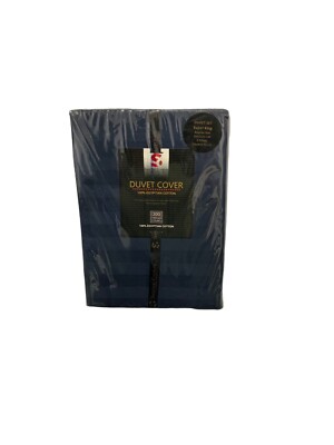 SUPER KING/GROSS 300 FADENZAHL MARINEBLAU GESTREIFT ÄGYPTISCHE BAUMWOLLE BETTWÄSCHESET H/Q L010