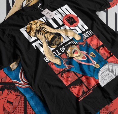 Captain Tsubasa Soccer Japanese Anime Black T-Shirt All Size | eBay