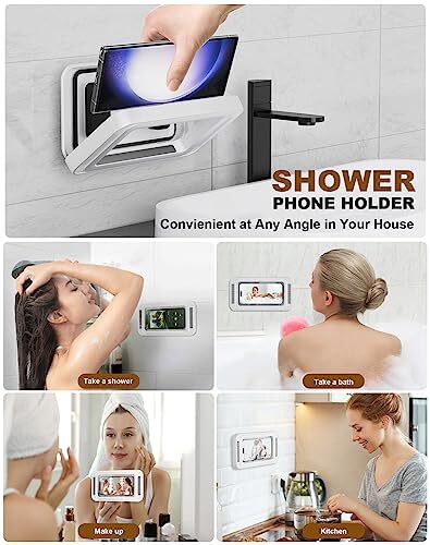 Upgraded Shower Phone Holder Waterproof with Speaker Hole Screentouch A-White - Picture 7 of 7