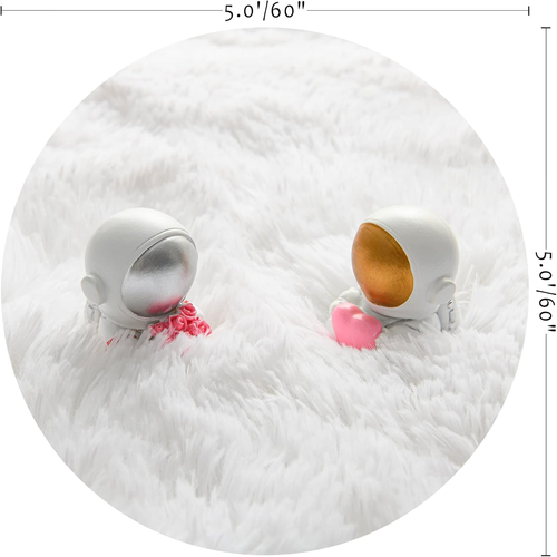 White round Rug, 5X5 Feet Fluffy Circle Area Rug for Kids Room Bedroom Living Ro - Picture 2 of 12